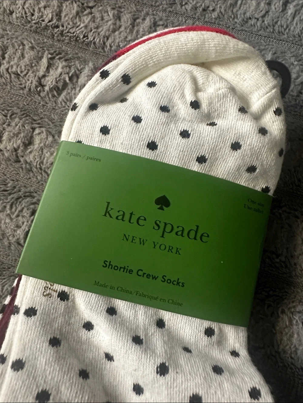 Kate Spade Mixed Pattern Crew Socks 3 pack New